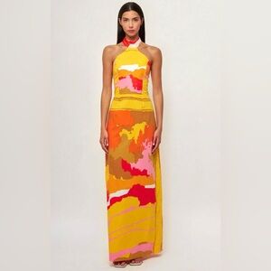 Colorful High Neck Maxi Dress